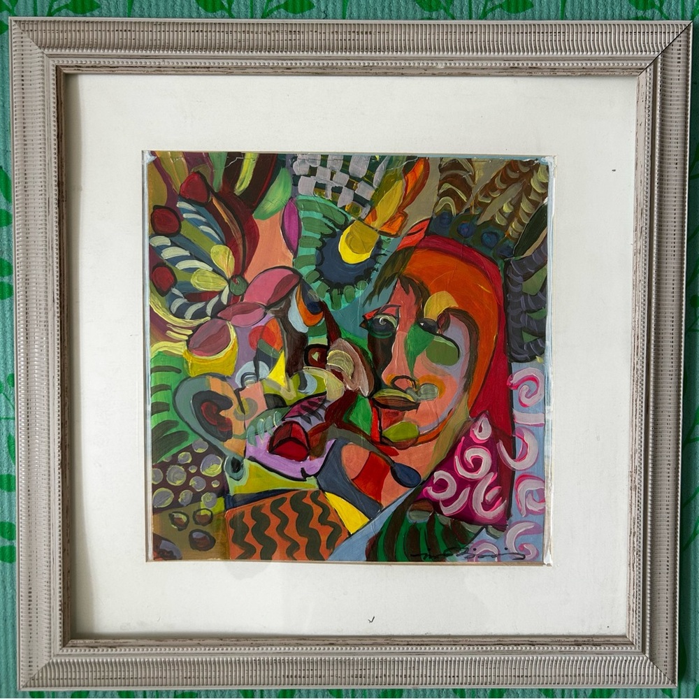 Original abstract cubist acrylic and oil paint OOAK signed artwork masks